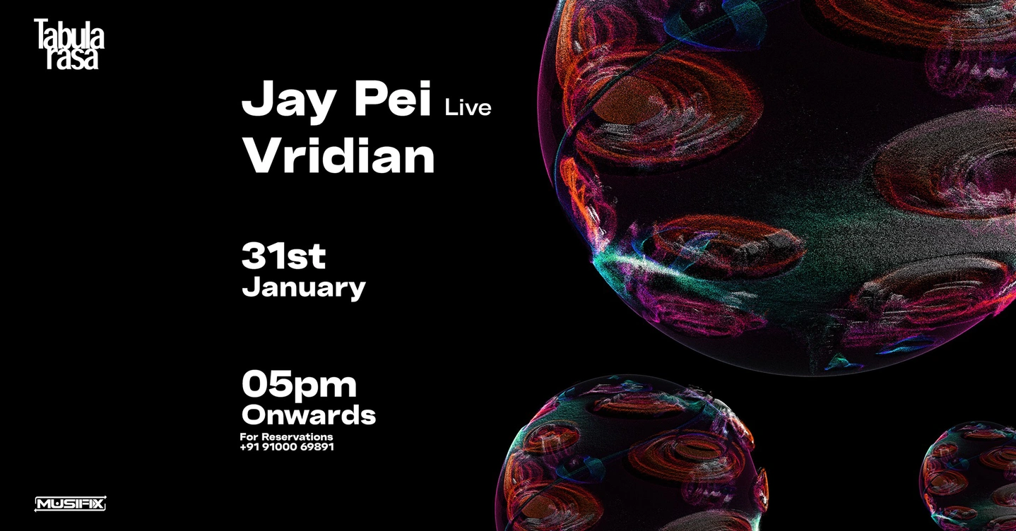 Jay Pei (Live) + Vridian // Sunday 31st January // 5pm // Tabula Rasa