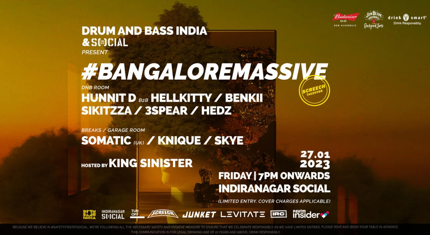Social x Drum and Bass India presents - #BangaloreMassive 12 (9 DJs / 1 MC / 2 Rooms)