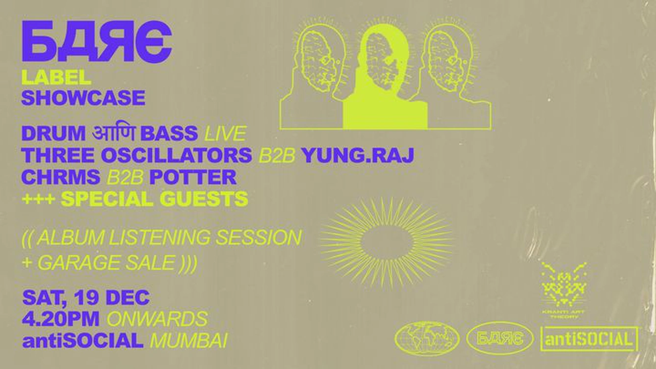 Bare Recordings Showcase ft  Chrms b2b Potter, Yung.Raj b2b Three Oscillators, Drum ani Bass Live (Album Launch)+ Garage Sale